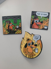 This Is Fine Meme Pin NEW