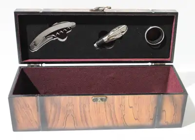 1 WOODEN WINE BOX W/ CORKSCREW ETC.AS PICTURED, View more
