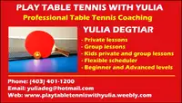 Table tennis lessons