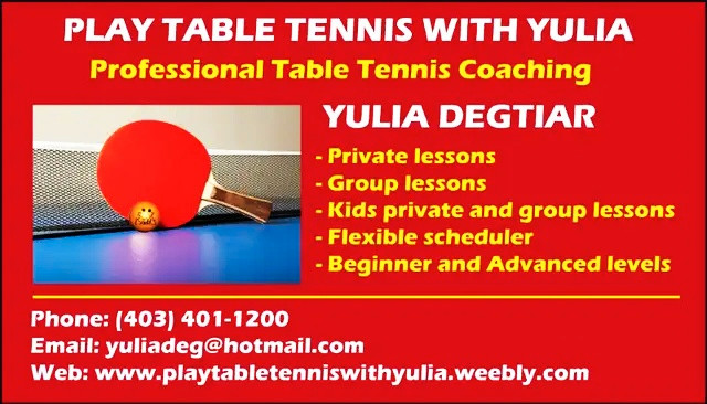 Table tennis lessons in Activities & Groups in Calgary