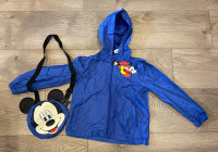 Mickey Mouse zippered  rain jacket with zippered pouch