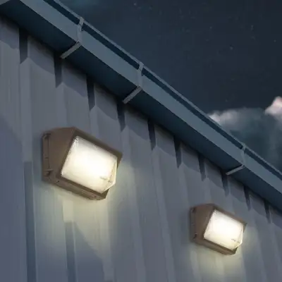 Outdoor LED wall pack light fixtures with photocells (2 styles), View more