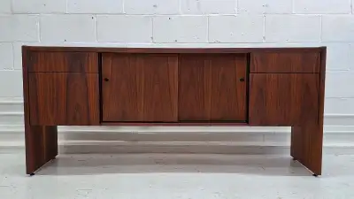 Refinished mid-century walnut sideboard / credenza , View more