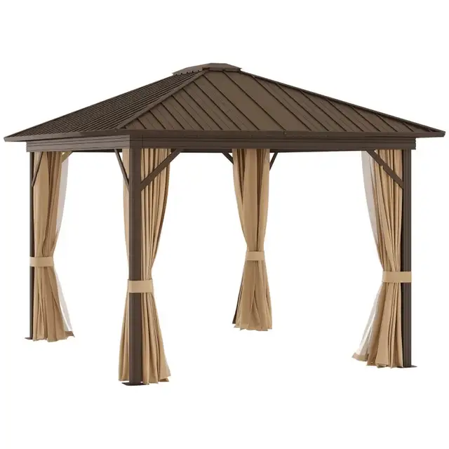 10' x 12' Outdoor Hardtop Gazebo Metal Roof Patio Gazebo  in Patio & Garden Furniture in Markham / York Region - Image 8
