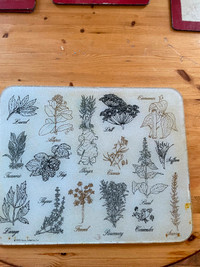 Kitchen Glass Cutting Board Herbs Design