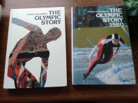 2 Hard Cover "Olympic Story" books. + 4 Olympic Prints