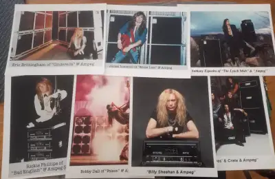 Ampeg and Crate heavy metal promotional photos collection. 7 Ampeg including Billy Sheehan and Eric...