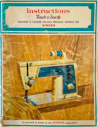 Vintage 1968 Livre d'instructions Machine à coudre SINGER