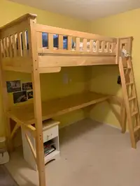 Solid Wood Desk Bunk Bed