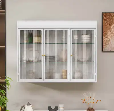 3 Door Arched Wall Mounted Glass Cabinets, View more