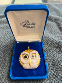 Boehm Brand Porcelain Owl Face Pendant!