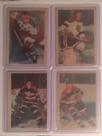 1953-54 Parkhurst hockey cards #58, #71, #78 and #80