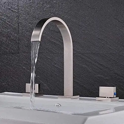 Kitchen Taps Faucet Modern Waterfall Spout Sink Faucet Double Ha in Plumbing, Sinks, Toilets & Showers in Gatineau - Image 8