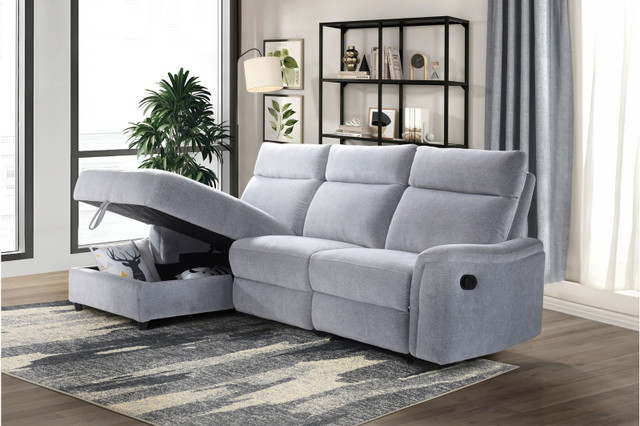 SUPER DEAL !!!  Comfy Fabric sectional with Recliner and Storage in Couches & Futons in Vancouver - Image 4