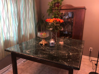 Wood and Marble Dining Table