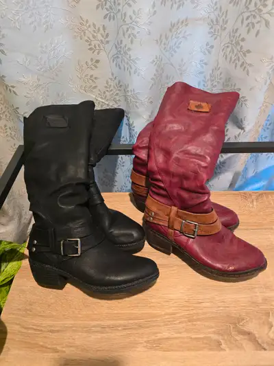 2 PAIRS OF BEAUTIFUL FAUX LEATHER AND LINED BOOTS ... Absolutely beautiful. In perfect condition.. o...