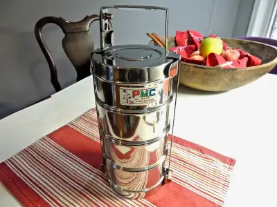 TIFFIN 4 TIER STAINLESS STEEL LOCKABLE LUNCH BOX FOOD CONTAINER, View more