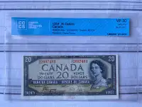 Canada 20 dollars bill 1954 Devil’s Face Coyne-Towers prefix A/E