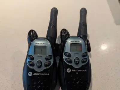 Tested. Cash and pickup only Used Motorola Talkabout T5000 two-way radios are black and grey. Each u...