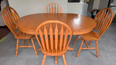Oak Table with Leaf and 4 Chairs , View more