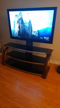 Three Tiered Wood and Glass TV Stand