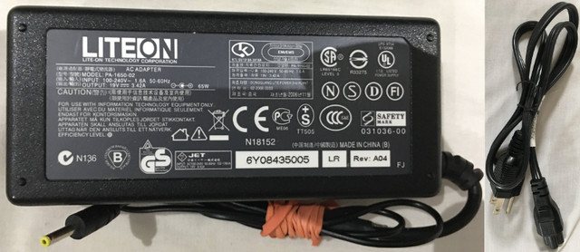 CM LiteON PA-1650-02 2.5x0.7mm Round Charger - 19V DC 3.42A 65W in General Electronics in Ottawa