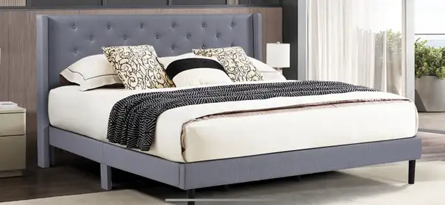 BNIB upholstery Platform bed, twin double queen & king   in Beds & Mattresses in Chilliwack - Image 9