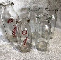 5 Vintage Milk Bottles. 2 Lakeland and 3 Unbranded. 
