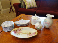 6 Pcs of China, Porcelain Ceramic Decor Bowls, Containers Vases
