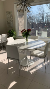 Set of white leather Max modern side chairs from Costco