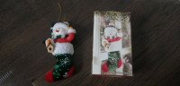 NEW NEVER USED Snowman Stocking Tree Ornament