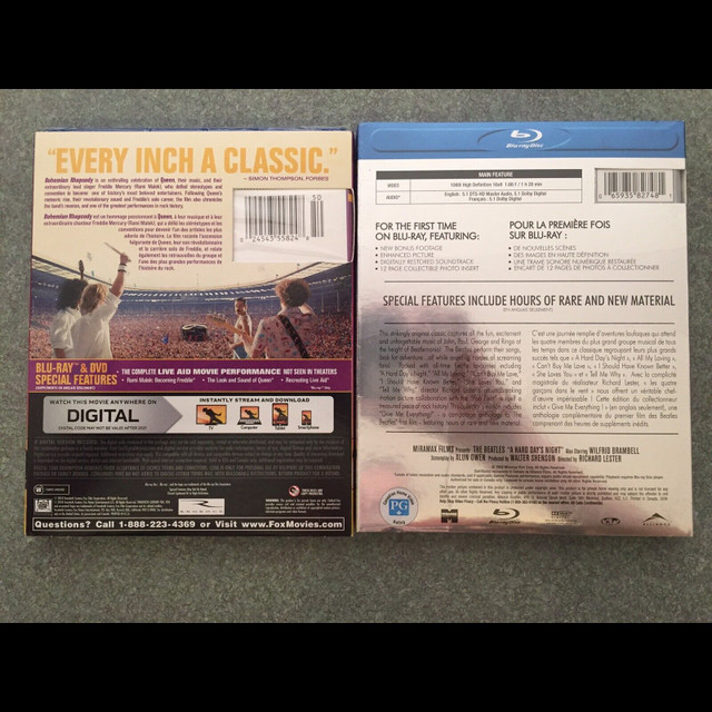 New blu-rays Queen Bohemian Rhapsody The Beatles Hard Days Night in CDs, DVDs & Blu-ray in Calgary - Image 2