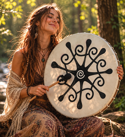 22" Shamanic Drum Natural Sheepskin Healing Yoga Meditation NEW, View more