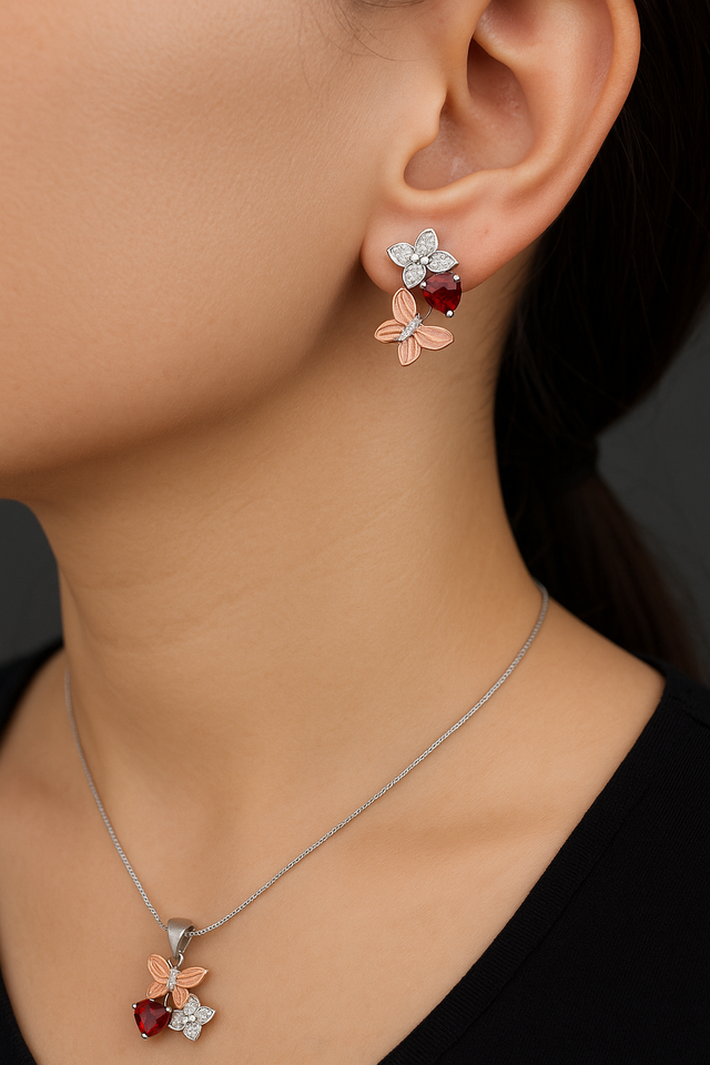 Butterfly & Heart Gemstone Pendant Set in Sterling Silver in Jewellery & Watches in City of Toronto - Image 2