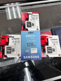 SD Cards 16, 32, 64 and 128GB