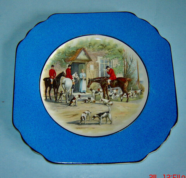 Rare Antique Wedgwood Dark Blue Fox Hunting Scene Plate in Arts & Collectibles in City of Toronto - Image 3