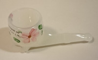 Antique Clambroth Milk Glass Pipe Souvenir of Niagara Falls