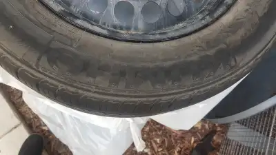 4 tires on rims for sale. 1 tire has a hole and will need to be repaired. Approximately 1-2 years of...