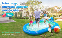 Splash Pad Sprinkles Play Mat for Kids Dog, 67‘’ Kiddie Outdoor
