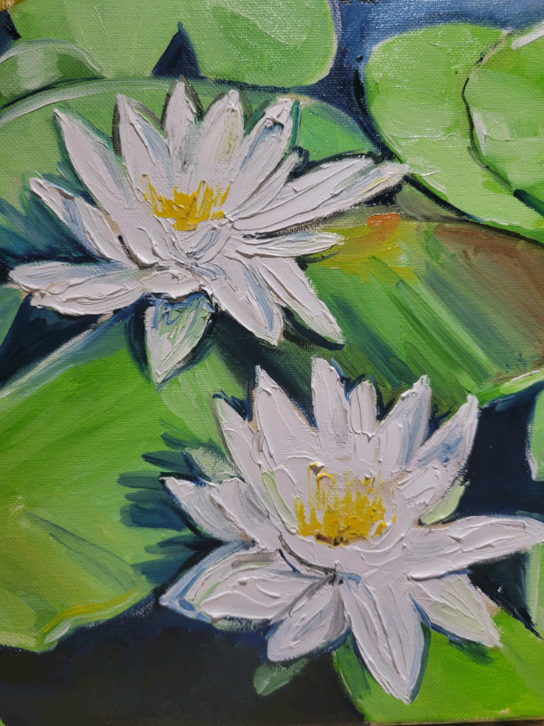 Oil painting "Water lilies" / tableau a l'huile dans Art et objets de collection  à Ouest de l’Île - Image 2