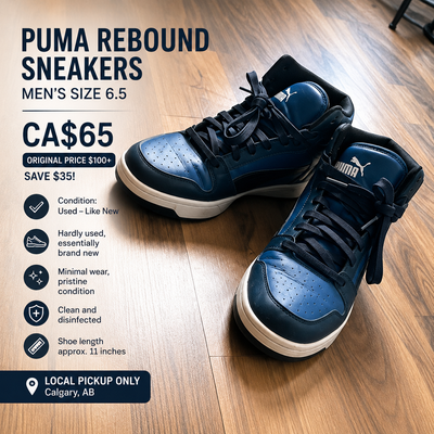 Blue/Black Puma Rebound Sneakers Size 6.5 – Excellent Condition, View more