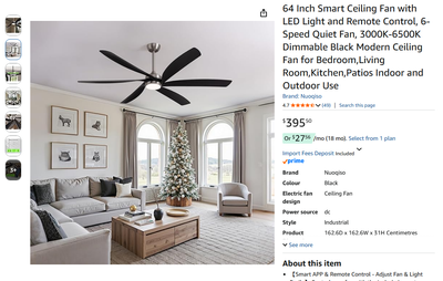 ⭐New⭐ 64 Inch Smart Ceiling Fan w/Dimmable LED Light & Remote, View more