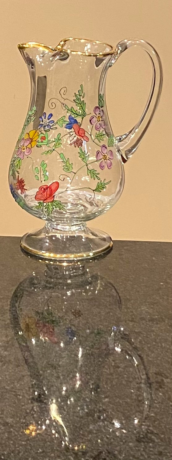 Vintage Footed Hand Painted 22K Rimed Crystal Pitcher in Arts & Collectibles in Chatham-Kent - Image 4