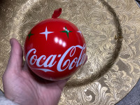 Christmas tree ornaments metal canister balls Coca Cola coke