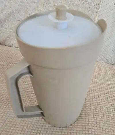 Vintage Tupperware Classic 2 Qt Almond Beige Pitcher w White Lid, View more