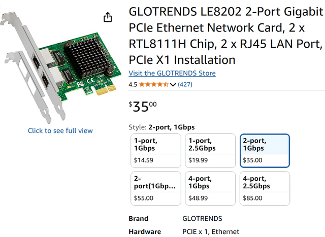 GLOTRENDS LE8202 2-Port Gigabit PCIe Ethernet Network Card in Networking in City of Toronto - Image 5