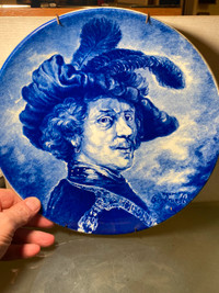 Large BOCH belgium Pottery Plate in Delft Blue white Marked afte