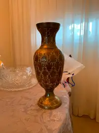 Decorated Solid Brass Vase