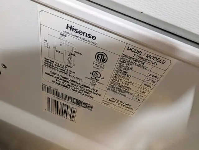 Hisense Chest Freezer FC88D6CWD in Freezers in City of Toronto - Image 4
