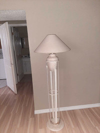 White metal and stone stand lamp 